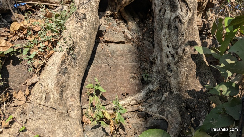 Carved stone of Mandir in Fortification wall Mandvi Kot